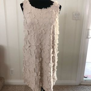 H&M cream stretchy dress w chiffon flower petals